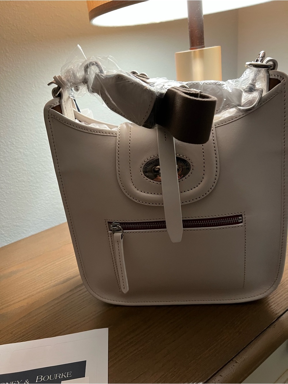 NWT Dooney & Bourke Florentine Cream Leather Shoulder Bag